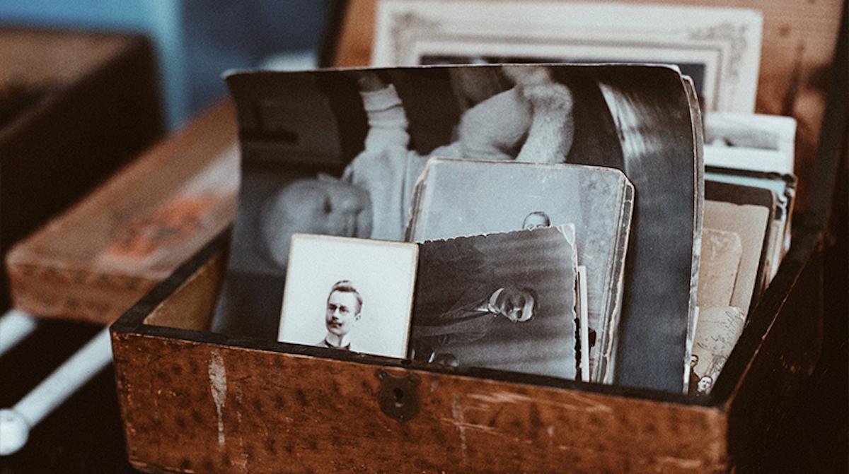 dementia memory box filled with photos of residents with their loved ones