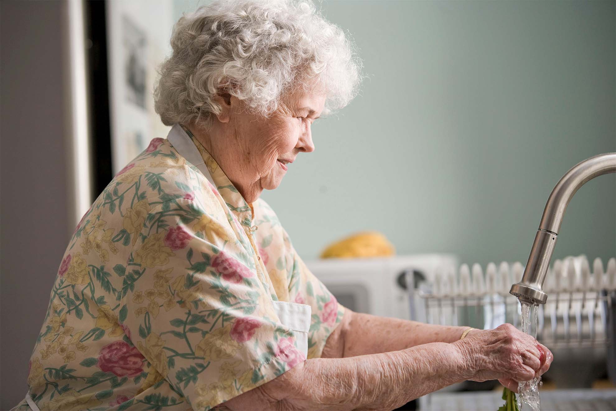 resident washing their hands