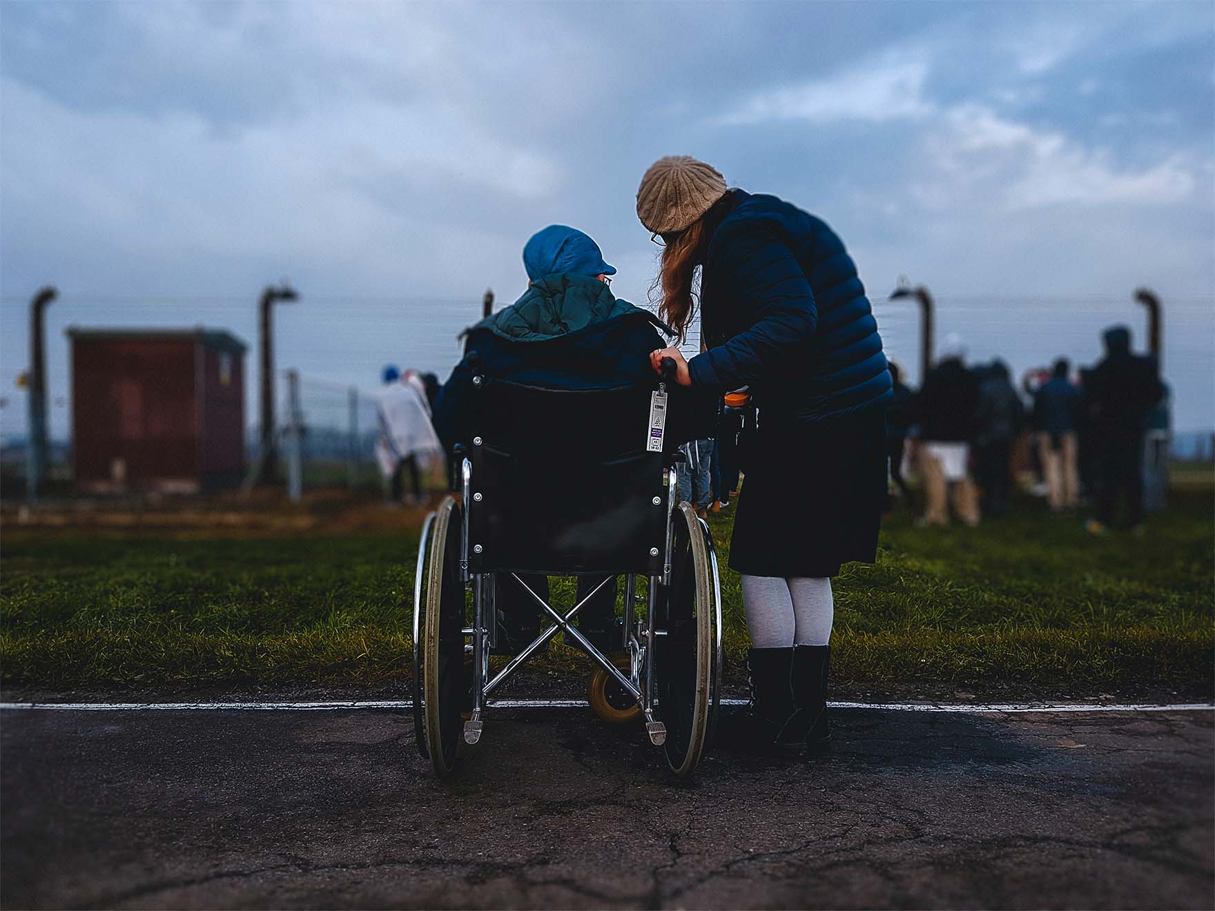 Resident and a team member on a walk