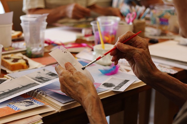 Residents doing crafts