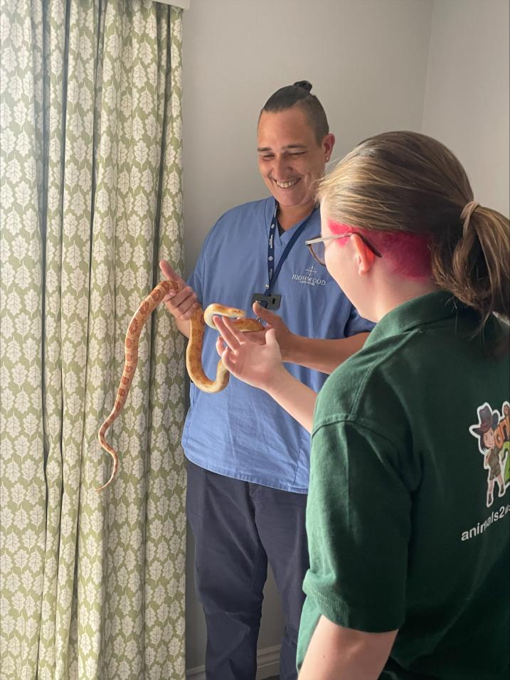 care team with snake