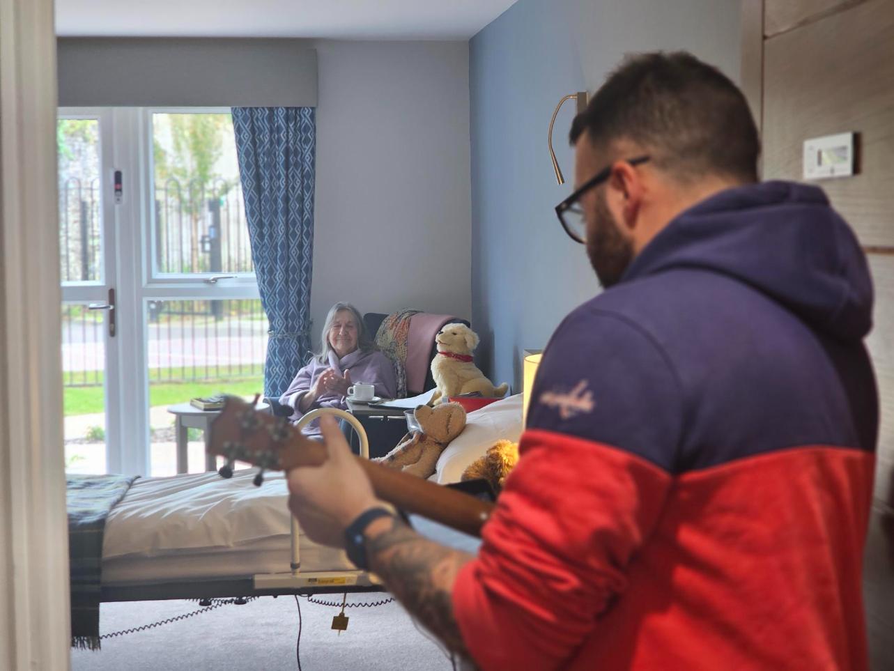 James playing Ukulele for the Highwood Care Home Residents