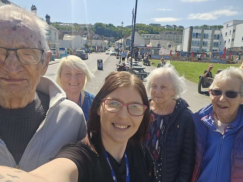 residents on a trip out with team